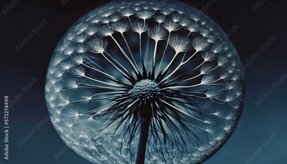 Poster a dandelion is shown in the middle of the picture. generative ai