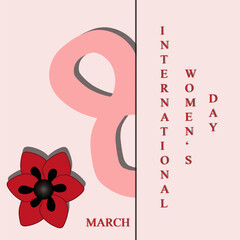 Viva magenta international women's day greeting card with 8 number in the envelope. 