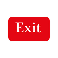 Exit sign isolated on white background. Exit sign on red button. Exit icon. Evacuation