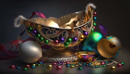Colorful decoration. Mardi Gras. Generative ai