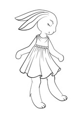 Cute little bunny girl. Children's coloring page.