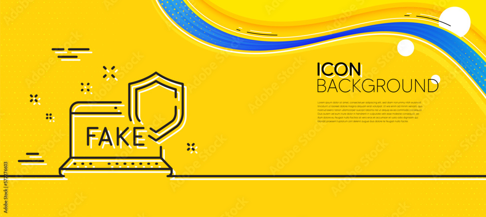 Poster fake internet line icon. abstract yellow background. web propaganda sign. wrong truth symbol. minima