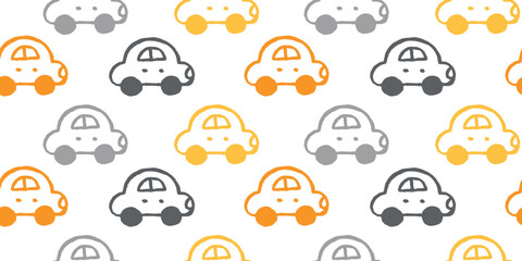 Children's simple car pattern. Seamless vector for baby clothes design. Drawing machine. Pattern for a children's room.