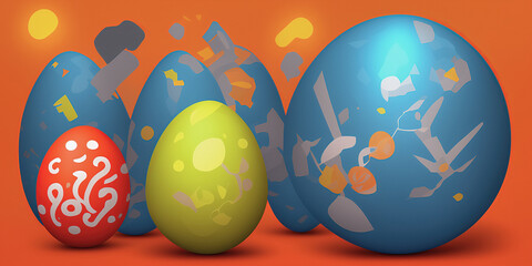 Painted easter eggs, postcard, abstraction, generative AI