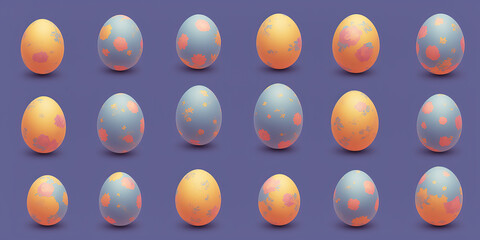 Easter eggs set, colorful wallpaper background, generative ai
