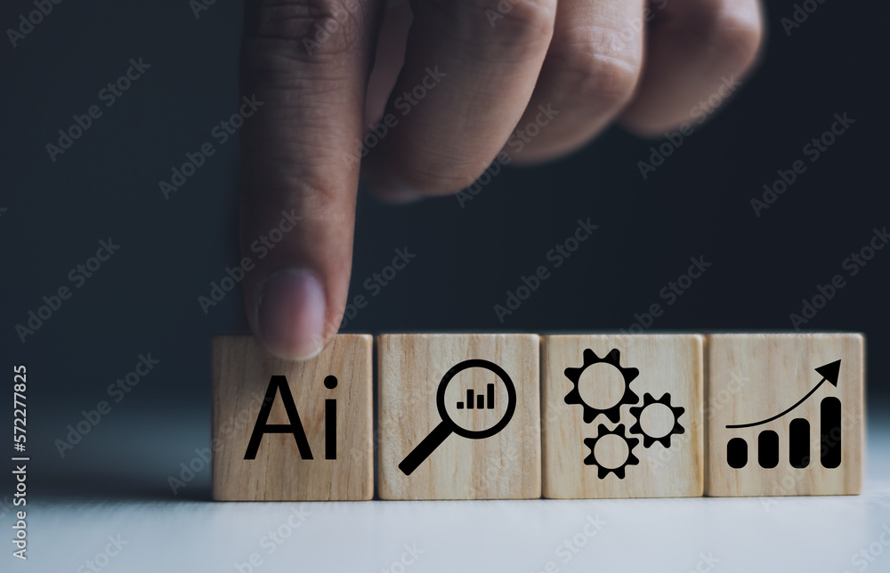 Aufkleber concept of applying artificial intelligence to business operations