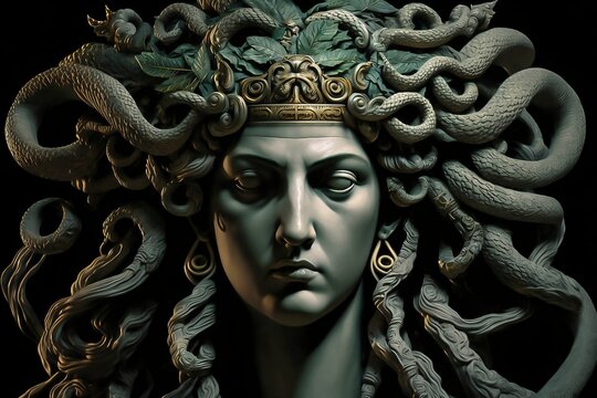 medusa, generative AI, Gorgon, Perseus, Athena, Zeus, snakes for hair