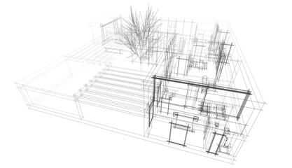 house building concept 3d sketch