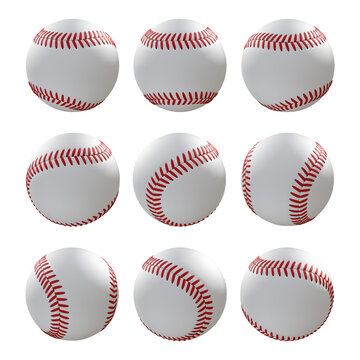 3d rendering sequential baseball ball rotating perspective view