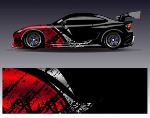 Car wrap design vector. Graphic abstract stripe racing background kit designs for wrap vehicle  race car  rally  adventure and livery