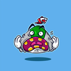 Japanese Food Monster Onigiri Cartoon