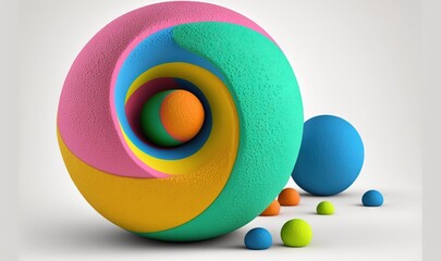 Obraz premium a group of balls sitting next to each other on a white surface. generative ai