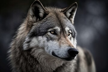 gray wolf portrait in snow