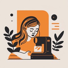 girl with sewing machine 