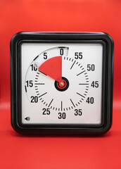 children's timer time countdown on red background
