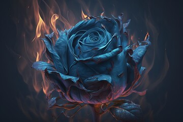 blue rose created using AI Generative Technology