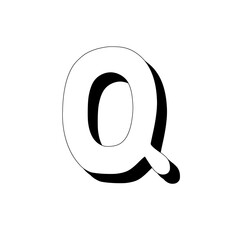 Hand drawn doodle uppercase letter Q. Capital letters modern design. Handwritten English single abc letter symbol. Handdrawn font style of English alphabet. Single character Q