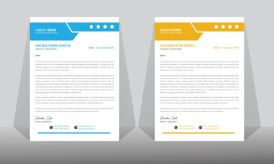 corporate modern letterhead design template with yellow, and green colors. creative modern letterhead design template for your project. 