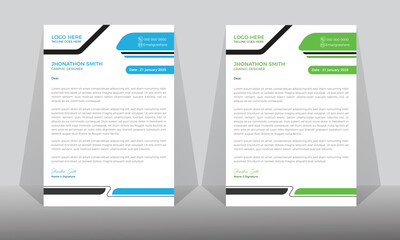 Modern Business Letterhead design Template. with tow color set. 