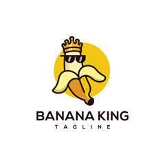 cute banana king logo design vector
