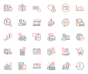 Finance icons set. Included icon as Card, Check investment and Sale web elements. Currency exchange, Graph chart, Clipboard icons. Shopping, Accounting report, Block diagram web signs. Vector