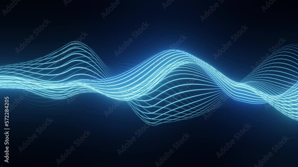 Aufkleber bright glowing abstract visualizer blue colored equalizer pulsing in the dark. musical art, soundwav