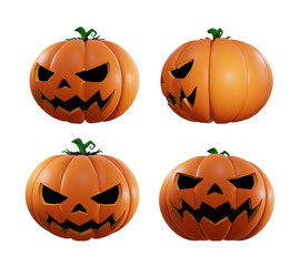 3d rendering of scary halloween pumpkin