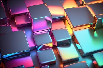 Abstract 3d background wallpaper with glass squares. Generation AI