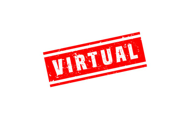 VIRTUAL rubber stamp with grunge style on white background