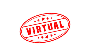 VIRTUAL rubber stamp with grunge style on white background