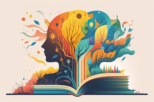 An illustration showing the power of learning and how literature and books can expand the mind