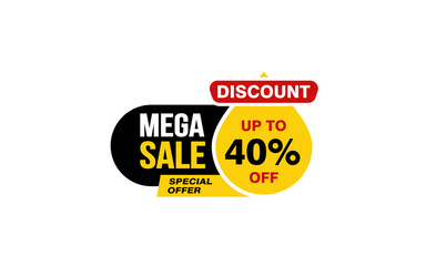40 Percent MEGA SALE offer, clearance, promotion banner layout with sticker style. 
