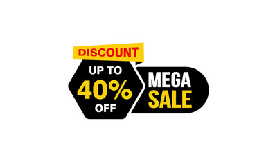 40 Percent MEGA SALE offer, clearance, promotion banner layout with sticker style. 
