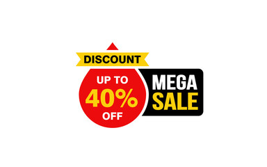 40 Percent MEGA SALE offer, clearance, promotion banner layout with sticker style. 
