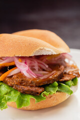 sandwich criollo con salsa criolla peruvian food