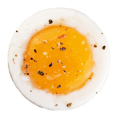 Soft boiled egg with pepper isolated on white background. With clipping path.