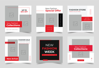 Fashion sale social media post template, Set of Editable, web banner ads, Elegant sale and discount promo