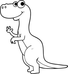 black and white cartoon dinosaur