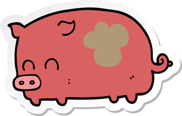 sticker of a cute cartoon pig