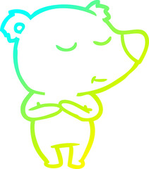 cold gradient line drawing happy cartoon bear