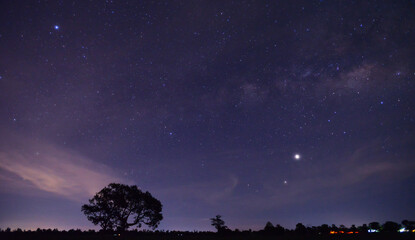 very beautiful panorama night blue sky and star background.with grain and select white balance.