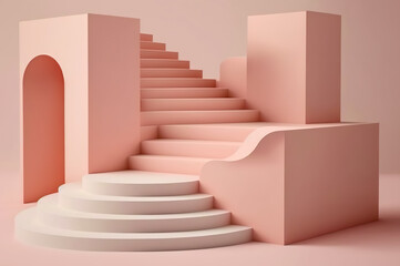 Obraz premium 3d render of abstract minimal geometric forms. Glossy podium for product presentation. Generative AI
