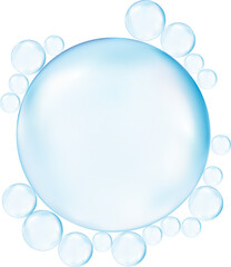Realistic transparent  3d bubbles underwater . Soap bubbles vector illustration