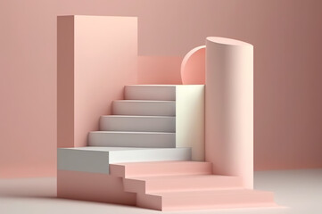 Obraz premium 3d render of abstract minimal geometric forms. Glossy podium for product presentation. Generative AI