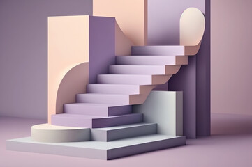 Obraz premium 3d render of abstract minimal geometric forms. Glossy podium for product presentation. Generative AI