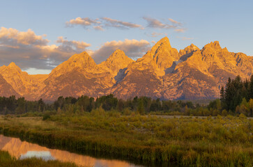 Scenic Sunrise Landscape in Grand Teton National Park Wyoming in Autumn