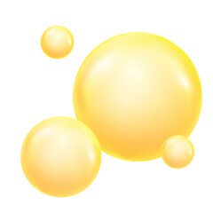 Golden, yellow oil drops, bubbles vector illustration. Oil and water bubbles background.