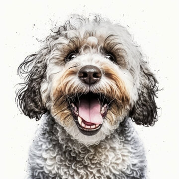 ai generated portrait of dog breed havapoo cute happy excited smiling