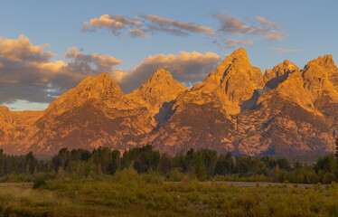 Scenic Sunrise Landscape in Grand Teton National Park Wyoming in Autumn