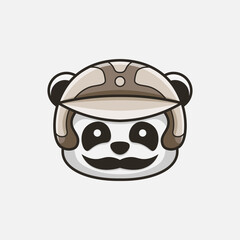 Panda Head Helmet Logo Color